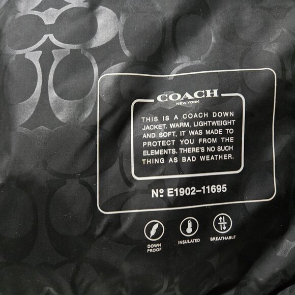 COACH Down Puffer Hooded Coat ~ Women’s ~ Medium ~ Black - Picture 12 of 16
